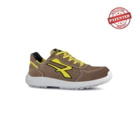Upower Dorado S ESD Calzado de Seguridad Bajos - Talla 41 - Gamuza Perforada, Puntera de Aluminio, Suela Antideslizante y Antiarrugas, Amortiguacion Superior, Proteccion S1PS FO SR - Color Beige/Amarillo
