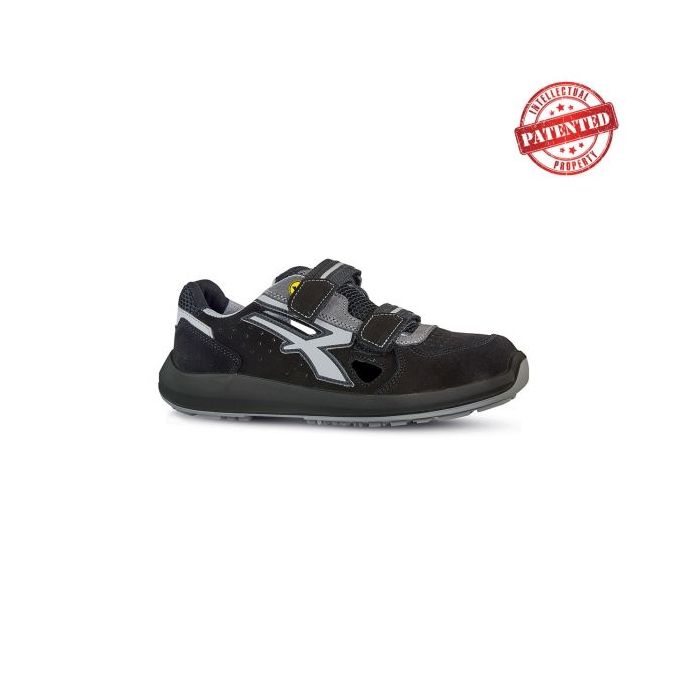 Upower Trix S ESD Calzado de Seguridad Bajos - Talla 35 - Gamuza Perforada, Puntera de Aluminio, Antideslizante, Antiarrugas, Suela PU/PU High Rebound, Proteccion S1PS FO SR - Color Negro
