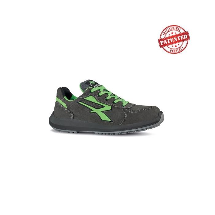 Upower Hydra S ESD Calzado de Seguridad Altos - Talla 39 - Cuero Nubuck Resistente al Agua, Puntera de Aluminio, Suela Antideslizante, Proteccion S3S CI FO SR - Color Gris/Verde