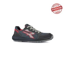 Upower Skat S ESD Calzado de Seguridad Bajos - Talla 37 - Comodidad y Ligereza, Puntera de Aluminio, Suela Antideslizante, Proteccion S1PS FO SR, Parte Superior de Nailon y Gamuza - Color Gris/Rojo