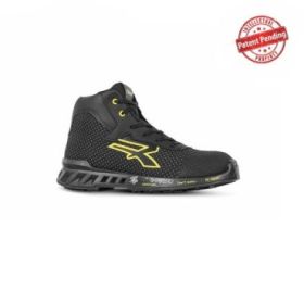 Upower Joe S ESD Calzado de Seguridad Altos - Talla 44 - Proteccion Puntera Anti-Abrasion, Suela Antideslizante Resistente a Aceite y Frio, Puntera AirToe Aluminium, Plantilla Antiperforacion, Clase S3S CI FO SR - Color Negro/Amarillo