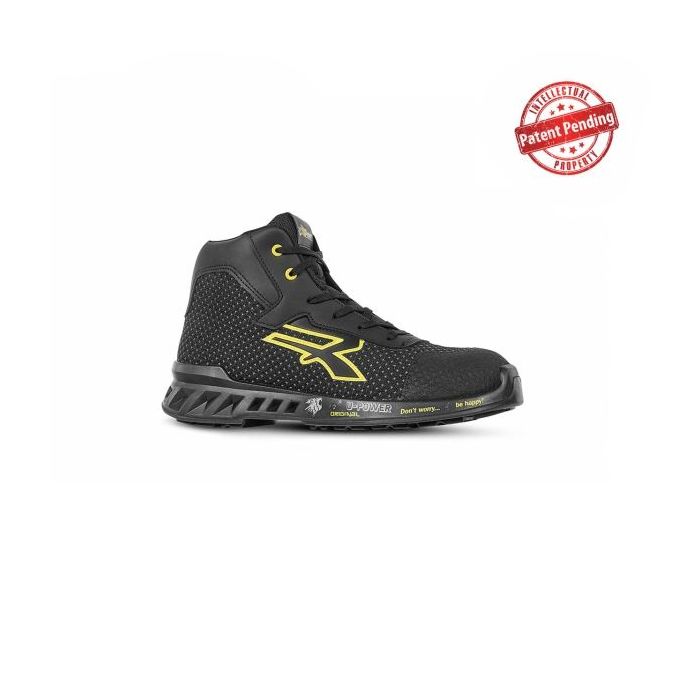 Upower Joe S ESD Calzado de Seguridad Altos - Talla 46 - Proteccion Puntera Anti-Abrasion, Suela Antideslizante Resistente al Aceite y Frio, Puntera AirToe Aluminium, Plantilla Antiperforacion - Color Negro/Amarillo