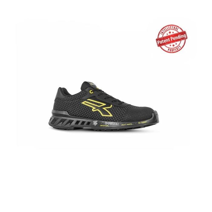 Upower Matt S ESD Calzado de Trabajo y Seguridad - Talla 45 - Puntera AirToe Aluminium, Suela Antideslizante y Antiabrasion, Plantilla Antiperforacion, Proteccion Contra el Frio - Color Negro/Amarillo
