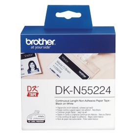 Brother DKN55224 - Etiquetas No Adhesivas Originales de Tamaño personalizado - Ancho 54mm x 30,48 metros - Texto negro sobre fo