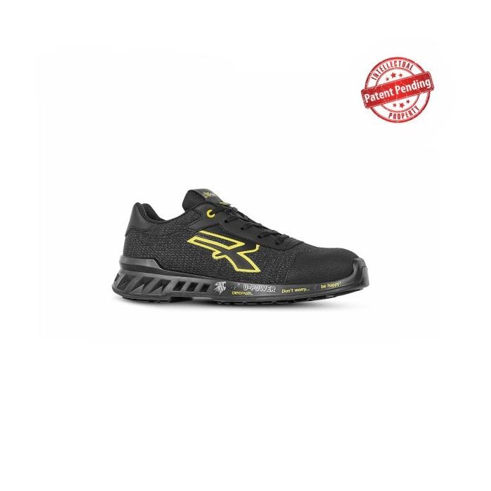 Upower Frank S ESD Calzado de Seguridad Ligeros - Talla 38 - Puntera AirToe Aluminium, Plantilla Antiperforacion, Suela Antideslizante, Proteccion S1PS FO SR, Transpirables - Color Gris/Amarillo