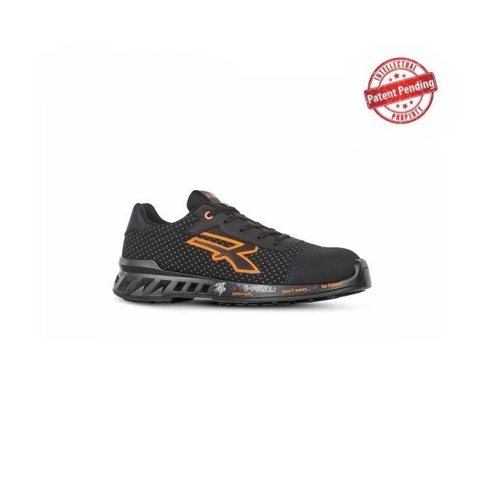 Upower Peter S ESD Calzado de Seguridad Bajos - Talla 39 - Proteccion Puntera Anti-Abrasion, Suela Antideslizante Antiaceite, Puntera AirToe Aluminium, Plantilla Antiperforacion, Clase S3S CI FO SR - Color Negro/Naranja
