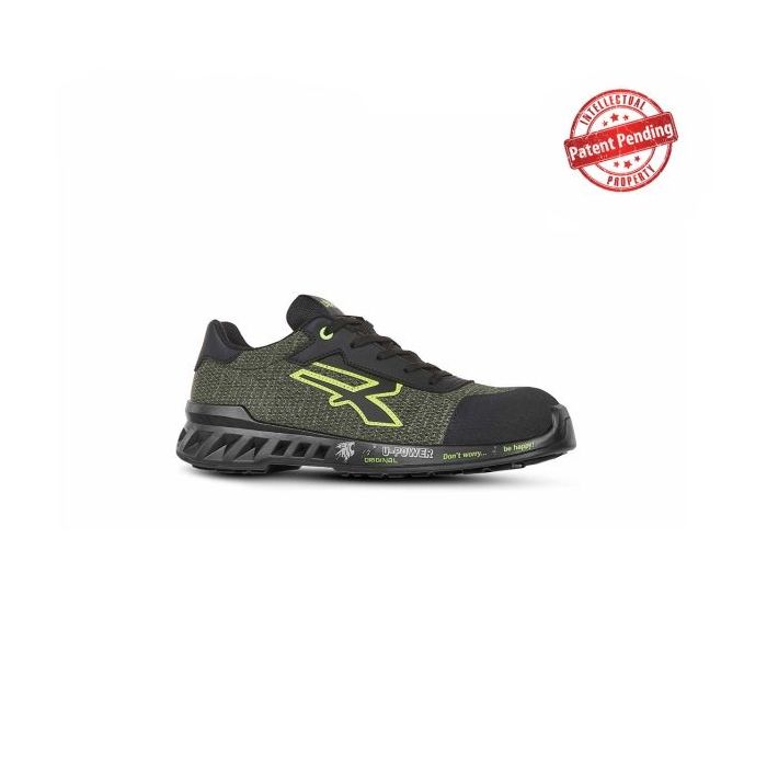 Upower Robin S ESD Calzado de Seguridad Super Ligeros - Talla 36 - Sistema Anti-Perforacion Ultraligero, Puntera AirToe Aluminium, Resistente al Aceite, Antideslizante, Clase S1PS FO SR - Color Verde Oliva/Verde