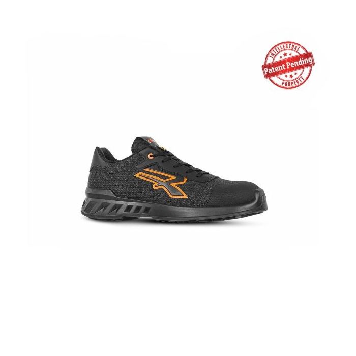 Upower Bradley S ESD Zapato de Seguridad Ligero - Talla 48 - Nylon Transpirable, Puntera Antiabrasion, Suela Antideslizante, Proteccion Anti-perforacion, Antiestatica, Clase S1PS FO SR - Color Negro/Naranja