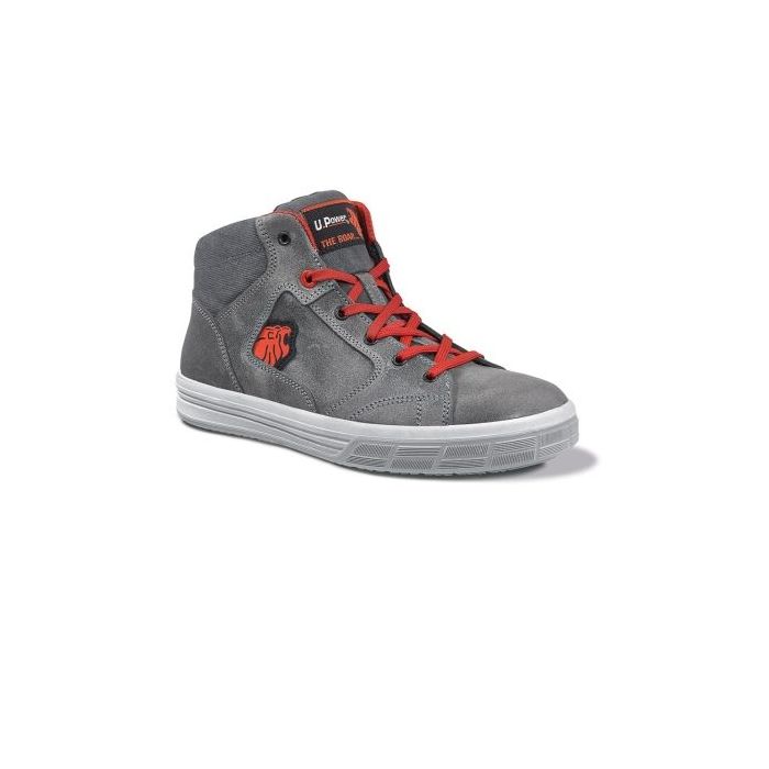 Upower Predator S Calzado de Seguridad Altos - Talla 42 - Empeine Piel Engrasada Hidrofuga, Puntal Aluminio Antipinchazos, Suelas Antideslizantes, Proteccion S3S FO SR - Color Gris