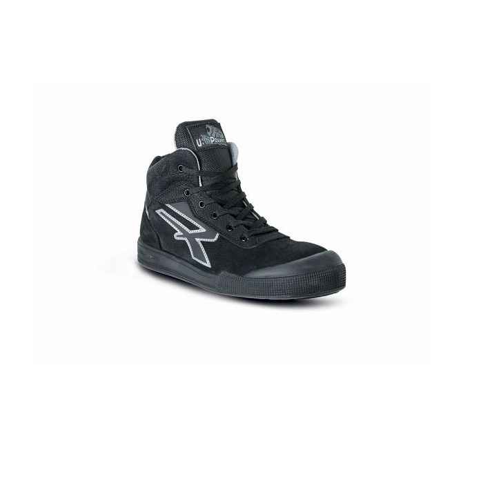 Upower Andy S ESD Calzado de Seguridad Altos - Talla 35 - Piel Nabuk Hidrofuga, Transpirables, Suela Antideslizante, Certificacion ESD, Plantilla Anatomica, Punta AirToe, Sistema Antiperforacion - Color Negro
