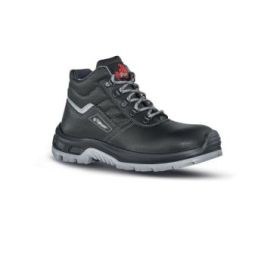 Upower Pitucon L Botines de Seguridad - Talla 39 - Empeine Piel Hidrofugo, Puntal Composite, Lamina Acero Ergonomica, Suela Antideslizante PU/PU, Proteccion S3 FO SR - Color Negro
