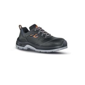 Upower Solid L Calzado de Seguridad Bajos - Talla 40 - Empeine Piel Hidrofugo, Textile Transpirable, Puntal Composite, Antiperforacion, Antideslizante, Proteccion S3 FO SR - Color Negro