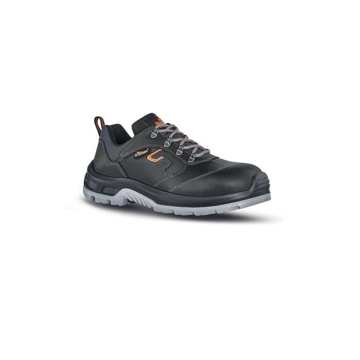 Upower Solid L Calzado de Seguridad Bajos - Talla 40 - Empeine Piel Hidrofugo, Textile Transpirable, Puntal Composite, Antiperforacion, Antideslizante, Proteccion S3 FO SR - Color Negro