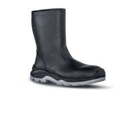Upower Taiga L Botines de Seguridad - Talla 38 - Empeine Piel Hidrofugo, Cremallera Lateral, Puntal Composite, Antiperforacion, Antideslizante, Suela Doble Densidad, Proteccion S3 CI FO SR - Color Negro