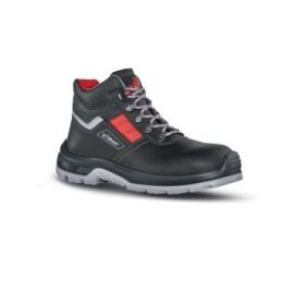 Upower Devastate RS S Calzado de Seguridad Botines - Talla 38 - Empeine en Piel Flor, Hidrofugos, Puntal Composite, Proteccion Antiperforacion, Suela Antideslizante, Clase S3S FO SR - Color Negro/Rojo