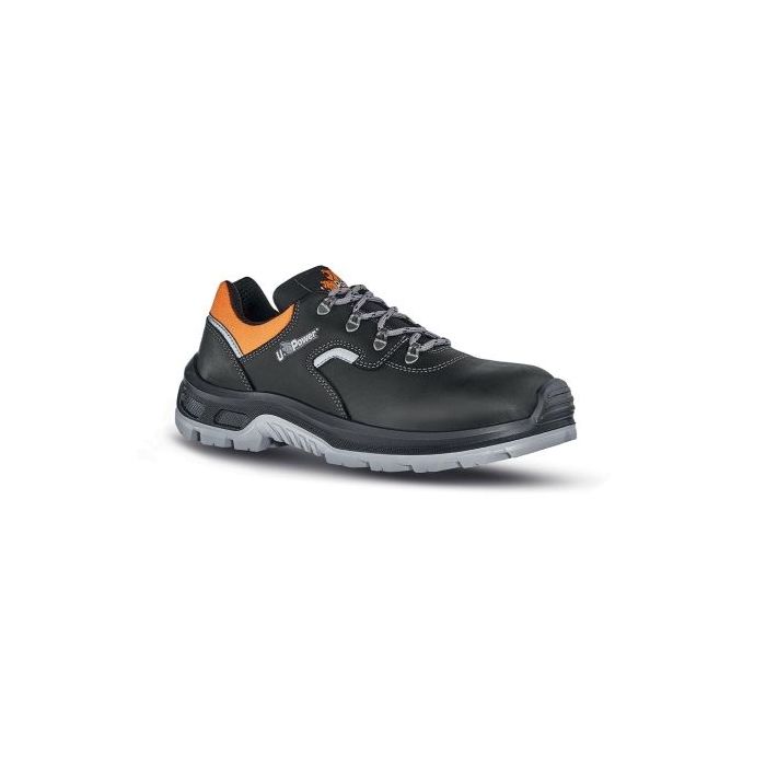 Upower Beast S Calzado de Seguridad Bajos - Talla 42 - Empeine en Piel Hidrofugo, Puntal Composite, Antiperforacion, Suela Antideslizante, Proteccion S3S FO SR - Color Negro/Naranja