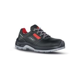 Upower Elect S Calzado de Seguridad Bajos - Talla 40 - Empeine Piel Flor Grana Mina, Hidrofugos, Puntal Composite, Antiperforacion, Suela Antideslizante, Proteccion S3S FO SR - Color Negro/Rojo