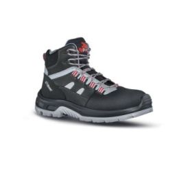 Upower Cross S Calzado de Seguridad Botines - Talla 43 - Empeine Piel con Inserciones Matrix, Hidrofugos, Puntal Composite, Antiperforacion, Antideslizantes, Suela Resistente - Color Gris Oscuro