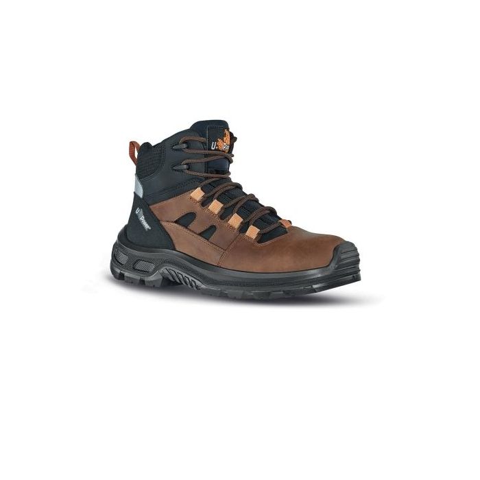 Upower Jazz S Calzado de Seguridad Botines - Talla 42 - Piel Pull-Up Engrasado, Hidrofugos, Puntal Composite, Antiperforacion, Antideslizante, Suela Doble Capa PU, Proteccion S3S FO SR - Color Marron