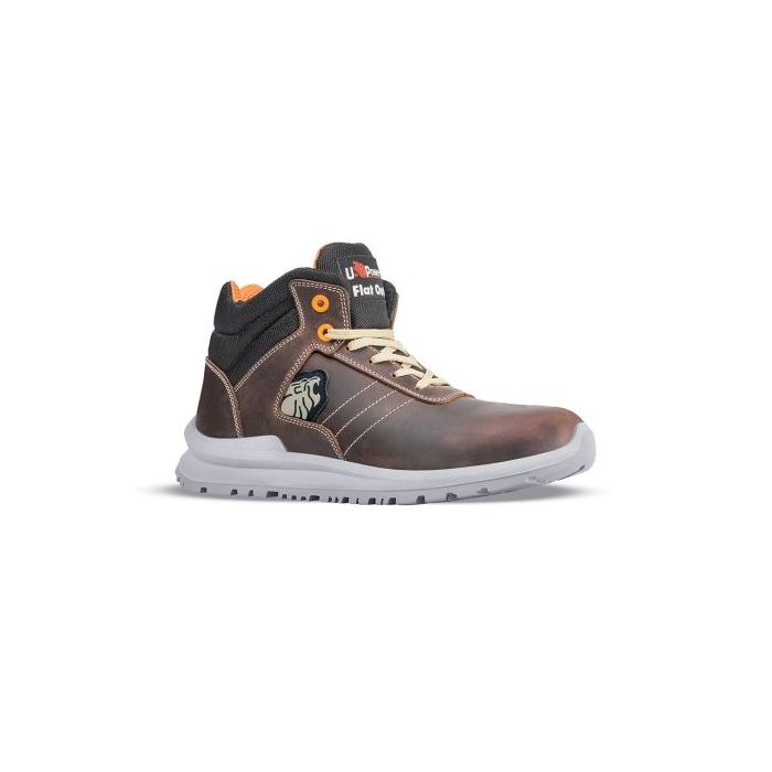 Upower Ken S Calzado de Seguridad Altos - Talla 39 - Cuero Pull-Up Hidrofugo, Puntal de Aluminio, Anti-Pinchazos, Suela Antideslizante PU/PUTR GRIP, Proteccion S3S FO SR - Color Marron
