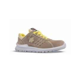 Upower Tommy S Calzado de Seguridad Bajos - Talla 39 - Empeine de Gamuza Ventilado, Puntal de Aluminio, Anti-Pinchazos, Antideslizante, Suela PU/PUTR, Proteccion S1PS FO SR - Color Beige/Amarillo