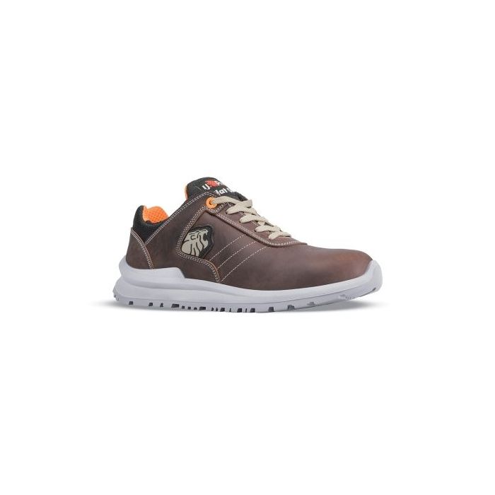 Upower Sebastien S Calzado de Seguridad Bajos - Talla 39 - Cuero Pull-Up Hidrofugo, Puntal de Aluminio, Anti-Pinchazos, Suela Antideslizante, Proteccion S3S FO SR - Color Marron