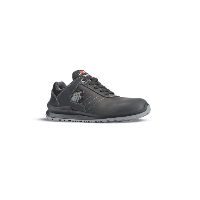 Upower Stig S Calzado de Seguridad Bajos - Talla 38 - Cuero Pull-Up Hidrofugo, Puntal de Aluminio, Anti-Pinchazos, Suela Antideslizante, Proteccion S3S FO SR - Color Gris Oscuro