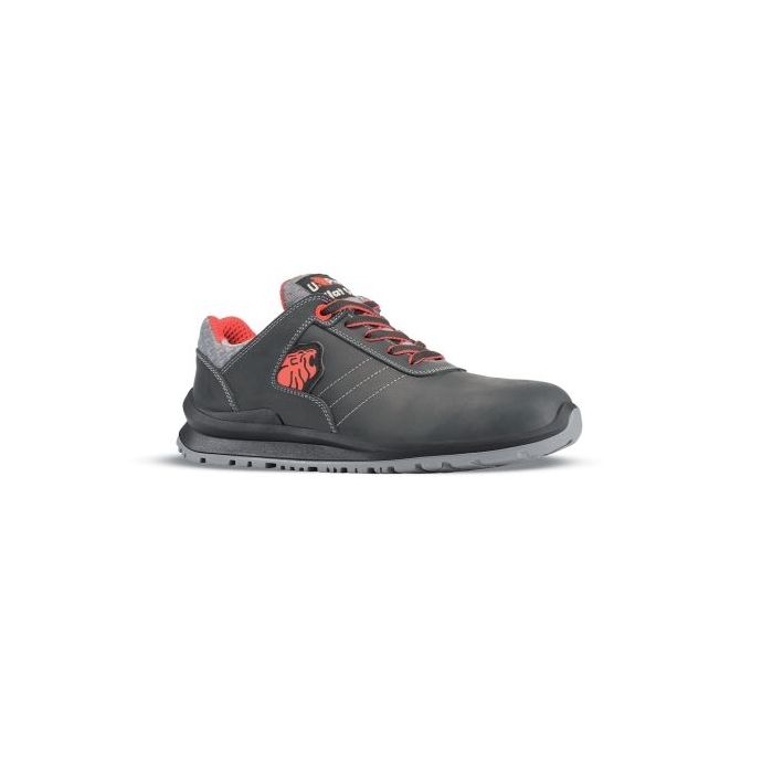 Upower Bjorn S Calzado de Seguridad Bajos - Talla 43 - Cuero Pull-Up Hidrofugo, Puntal de Aluminio, Anti-Pinchazos, Suela Antideslizante, Proteccion S3S FO SR - Color Gris Oscuro