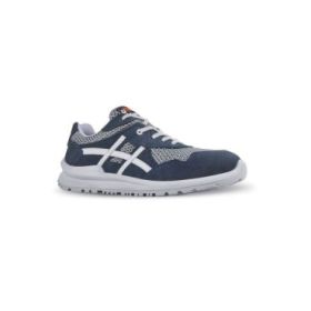 Upower Alain S Calzado de Seguridad Bajos - Talla 43 - Empeine de Gamuza, MESH Ultra-Transpirable, Puntal de Aluminio, Antideslizante, Suela PU/PUTR, Proteccion S1PS FO SR - Color Azul/Gris