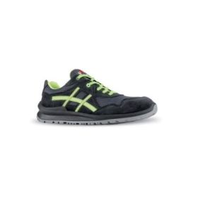 Upower Ayrton S Calzado de Seguridad Bajos - Talla 38 - Empeine de Gamuza, Nylon Ultra Light, Puntal de Aluminio, Anti-Pinchazos, Antideslizantes, Suela PU/PUTR, Proteccion S1PS FO SR - Color Gris/Verde