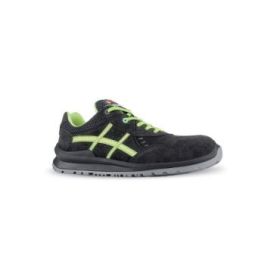 Upower Lewis S Calzado de Seguridad Bajos - Talla 47 - Empeine de Gamuza Ventilado, Puntal de Aluminio, Anti-Pinchazos, Antideslizante, Suela PU/PUTR, Proteccion S1PS FO SR - Color Negro/Verde