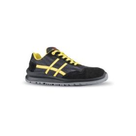 Upower Alex S Calzado de Seguridad Bajos - Talla 41 - Empeine Gamuza Ultra Transpirable, Puntal Aluminio, Anti-Pinchazos, Antideslizante, Suela PU/PUTR GRIP, Proteccion S1PS FO SR - Color Gris/Amarillo