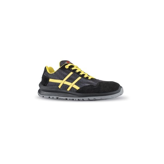 Upower Alex S Calzado de Seguridad Bajos - Talla 45 - Empeine Gamuza Ultra Transpirable, Puntal Aluminio, Anti-Pinchazos, Antideslizante, Suela PU/PUTR GRIP, Proteccion S1PS FO SR - Color Gris/Amarillo
