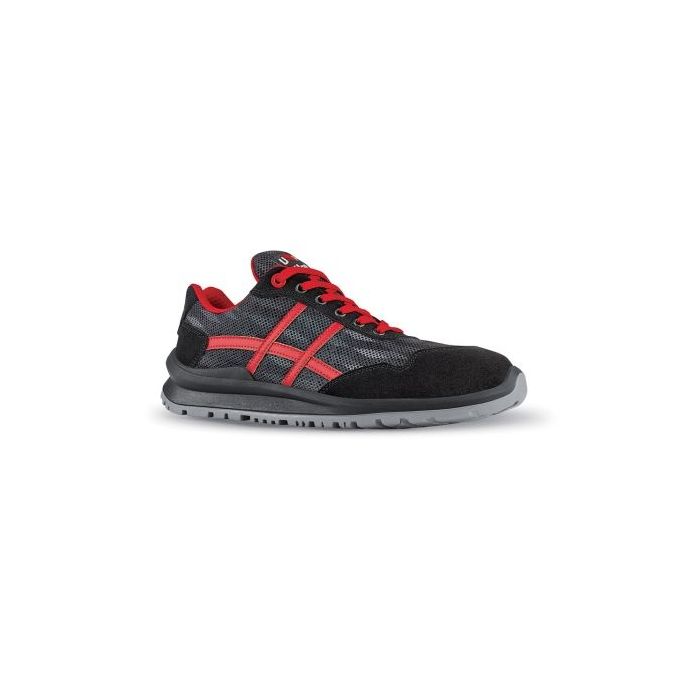 Upower Senna S Calzado de Seguridad Bajos - Talla 39 - Empeine de Gamuza, Inserciones Ultra Transpirables, Puntal de Aluminio, Anti-Pinchazos, Suela Antideslizante, Proteccion S1PS FO SR - Color Gris/Rojo
