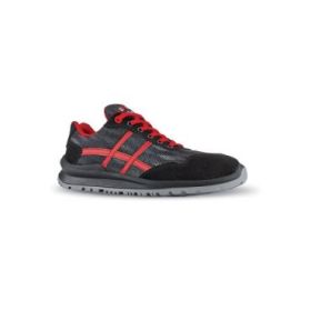 Upower Senna S Calzado de Seguridad Bajos - Talla 47 - Empeine de Gamuza, Inserciones Ultra Transpirables, Puntal de Aluminio, Anti-Pinchazos, Suela Antideslizante, Proteccion S1PS FO SR - Color Gris/Rojo