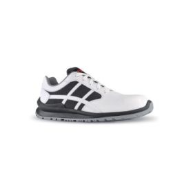 Upower Mika S Calzado de Seguridad Bajos - Talla 46 - Empeine de Microfibra Transpirable, Puntal de Aluminio, Anti-Pinchazos, Antideslizantes, Suela con Agarre Superior, Proteccion S1PS FO SR - Color Blanco/Negro