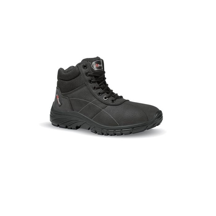 Upower Sting Grip Calzado de Seguridad Botines - Talla 38 - Piel Nubuck Hidrofugo, Antiestatico, Resistente a Hidrocarburos, Antideslizante, Suela PU/PU, Proteccion 02 FO SR - Color Negro