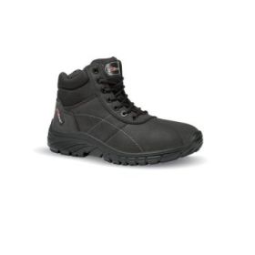 Upower Sting Grip Calzado de Seguridad Botines - Talla 47 - Piel Nubuck Hidrofugo, Antiestatico, Resistente a Hidrocarburos, Antideslizante, Proteccion 02 FO SR - Color Negro