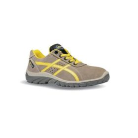 Upower Air Calzado de Seguridad Bajos - Talla 41 - Piel Afelpada Perforada, Puntal Golia 0 Joule, Antiestaticos, Resistentes a Hidrocarburos, Suela Antideslizante, Proteccion 01 FO SR - Color Beige/Amarillo