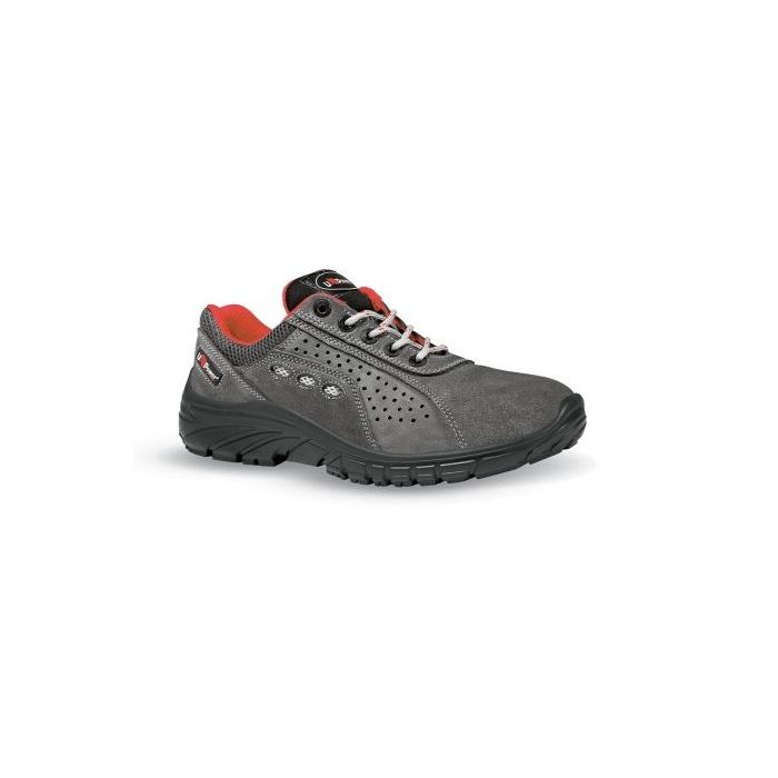 Upower Comfort Grip O Calzado de Seguridad Bajos - Talla 46 - Proteccion 02 FO SR, Piel Afelpada Perforada, Puntera Golia 0 Joule, Antiestaticos, Resistente a Hidrocarburos, Suela Antideslizante U-GRIP - Color Gris Oscuro