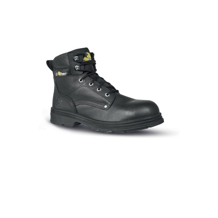 Upower Track L Botines de Seguridad - Talla 41 - Empeine Piel Hidrofugo, Puntal Composite, Antiperforacion Acero Inoxidable, Transpirables, Suela Antideslizante PU/PU, Proteccion S3 FO SR - Color Negro