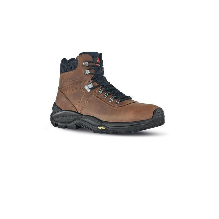 Upower Trail S Botines de Seguridad - Talla 39 - Empeine Piel Pull-Up Engrasado Hidrofugo, Puntal Composite, Antiperforacion, Transpirables, Suela Antideslizante PU/VIBRAM, Proteccion S3S CI HI HRO FO SR - Color Marron