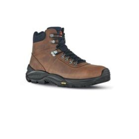 Upower Trail S Botines de Seguridad - Talla 45 - Empeine Piel Pull-Up Engrasado Hidrofugo, Puntal Composite, Antiperforacion, Transpirables, Suela Antideslizante PU/VIBRAM, Proteccion S3S CI HI HRO FO SR - Color Marron