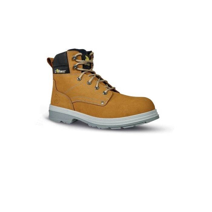 Upower Taxi L Botines de Seguridad - Talla 44 - Empeine Nubuck Hidrofugo, Puntal Composite, Antiperforacion Acero Inoxidable, Suela Antideslizante, Proteccion S3 FO SR - Color Beige