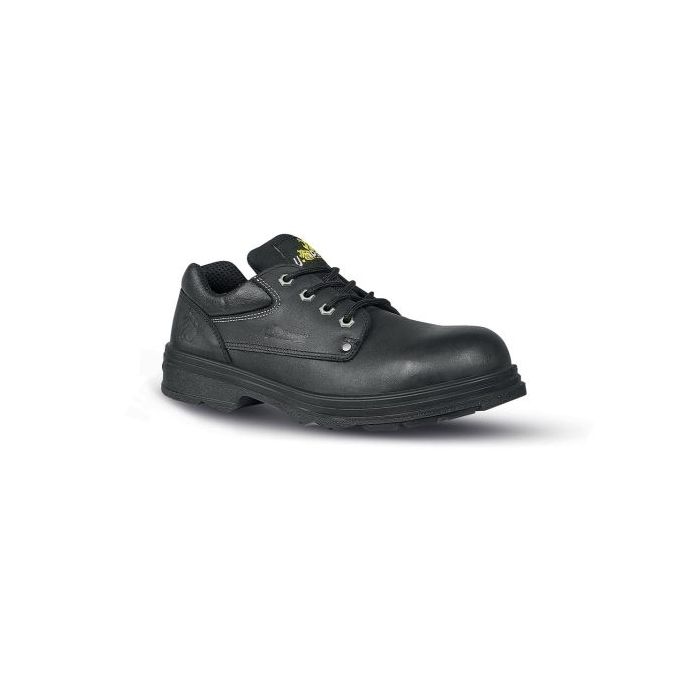 Upower Mustang L Calzado de Seguridad Bajos - Talla 43 - Empeine Piel Hidrofugo, Puntal Composite, Antiperforacion Acero Inoxidable, Transpirables, Antideslizantes, Suela Resistente, Proteccion S3S CI FO SR - Color Negro