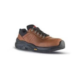 Upower Jump S Calzado de Seguridad Bajos - Talla 44 - Empeine Piel Pull-Up Engrasado Hidrofugo, Puntal Composite, Antiperforacion, Transpirables, Suela Antideslizante PU/VIBRAM, Proteccion S3S CI HI HRO FO SR - Color Marron