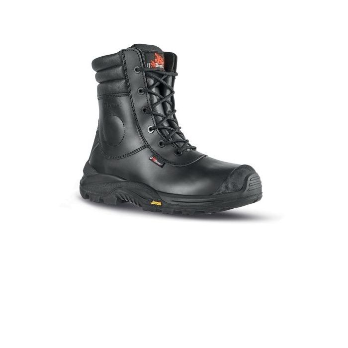 Upower Leopard UK S Botas de Seguridad - Talla 40 - Empeine Piel Hidrofugo, Puntal Composite, Antiperforacion, Antideslizante, Suela PU VIBRAM, Proteccion S3S CI HI HRO FO SR - Color Negro