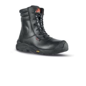 Upower Leopard UK S Botas de Seguridad - Talla 44 - Empeine Piel Hidrofugo, Puntal Composite, Antiperforacion, Antideslizante, Suela PU VIBRAM, Proteccion S3S CI HI HRO FO SR - Color Negro