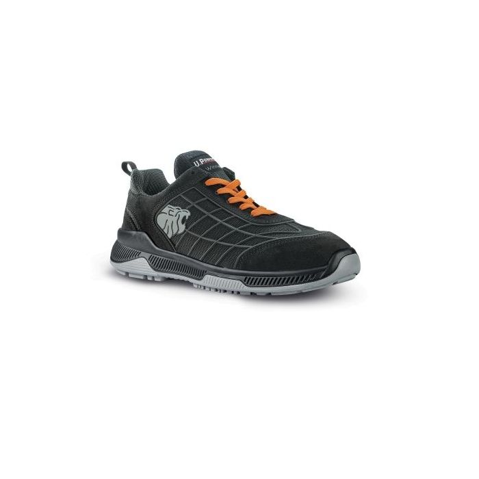 Upower Match S Calzado de Seguridad - Talla 43 - Gamuza Suave, Mesh Transpirable, Puntal Composite, Antiperforacion, Antideslizante, Suela Doble Densidad, Proteccion S1P FO SR - Color Negro