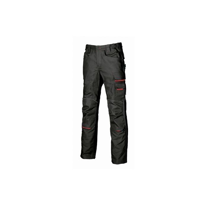 Upower Free Pantalon Multifuncional - Talla 54 - Multiples Bolsillos Estrategicos, Refuerzo y Costura Triple, Detalles Reflectantes, Proteccion DPI1, Cierre Resistente a Arañazos - Color Negro Carbon